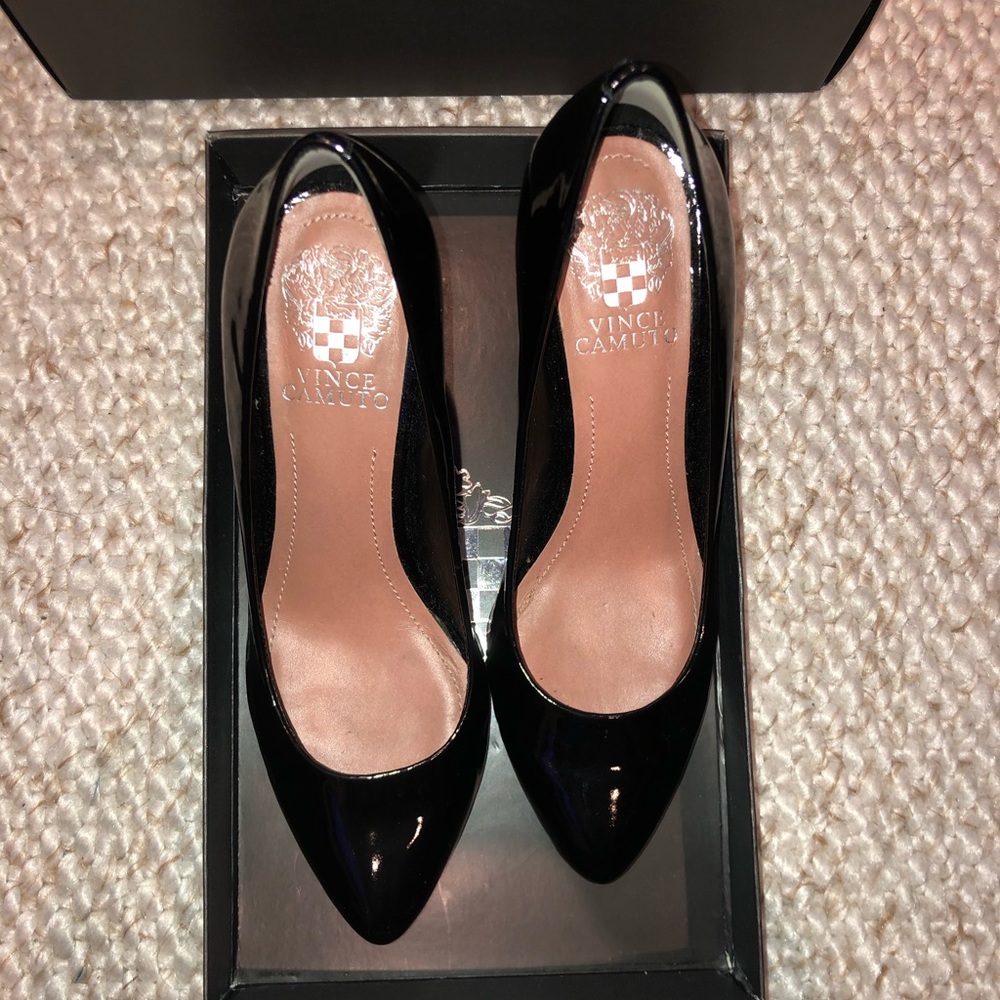 Vince Camuto Vicky Black Patent Pointed Toe Heel